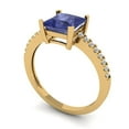 thumbnail image 2 of 1.62 ct Princess Cut Simulated Tanzanite Solitaire with Simulated Diamond Accents 18K Yellow Gold Womens Engagement Ring, 2 of 5
