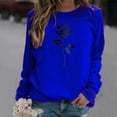 thumbnail image 2 of HNMKIU Chandail en Molleton Col Rond Femme Imprimé Col Rond Ajusté Chandail Décontracté Manches Longues Chemises d'Entraînement Blouse Ample, 2 of 4