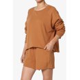 thumbnail image 3 of TheMogan Women's S~3X Cotton Terry Long Sleeve Oversized Top & Drawstring Shorts SET, 3 of 7