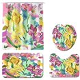 thumbnail image 1 of POGLIP Flower 4 Piece Bathroom Set Shower Curtain Bath Rug Contour Mat and Toilet Lid Cover, 1 of 5