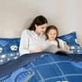 thumbnail image 4 of Feelyou Est Baseball Sleep Bedding Comforter Set 7 Pieces for Teens, Modern Ball Gaming Full Bedding Set, Vintage Blue Plaid Reversible Fitted Sheet Flat Sheet, Super Cozy Room Decor, 4 of 8