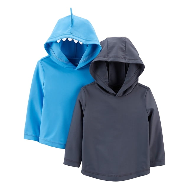 Simple Joys by Carter's - Juego de 2 camisetas de protección para bebés y niños, color azul marino, tiburón, 3-6 meses