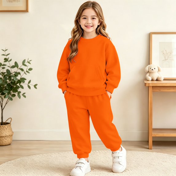 Girls Boys Classic Fleece Sweatsuit Kids Pullover Crewneck Sweatshirt and Jogger Sweatpants Tween Matching Tracksuiš Pockets