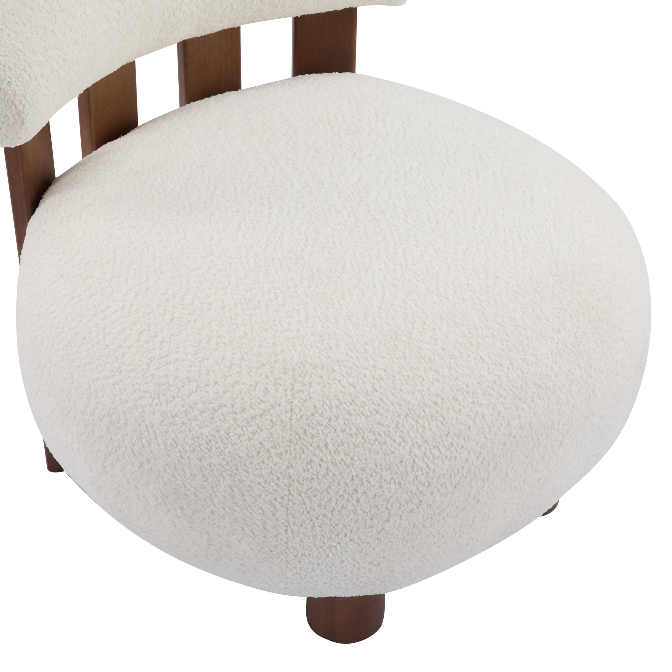 Christopher Knight Home Modern Boucle Slipper Accent Chair with Upholstered Plush Seat, Wood Legs, Off White, Set of 2