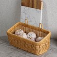 thumbnail image 4 of Cesta de almacenamiento de jengibre y ajo Cesta colgante tejida Cesta de cocina Cesta de pared para jengibre, ajo, cebolla, huevo, fruta Caja de almacenamiento de ratán de imitación, 4 of 6