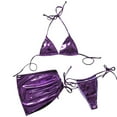 thumbnail image 6 of Womens 3 Piece Swimsuits Solid Bikini Set with Cover Up for Women Purple S, 6 of 6