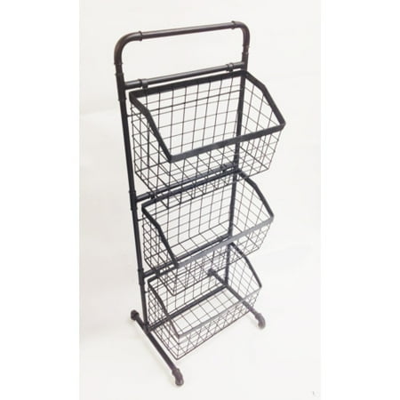 Wilco Home 3 Tier Floor Stand Display Metal Basket Wilco Home 3 Tier Floor Stand Display Metal Basket