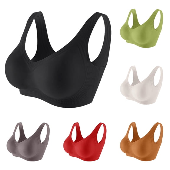 Jelly Bras for Women BWASD Breathable No Underwire Seamless Underwear Comfortable Wireless Push Up Full Coverage Support Lift Bralette Everyday Padded Bra M-5XL