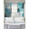thumbnail image 5 of Turquoise Grey Sheer Curtains 45 Inches Long 2 Panels Abstract Graffiti Light Filtering Semi Sheer Window Curtains Drapes for Bedroom Living Room 52"x45", 5 of 7