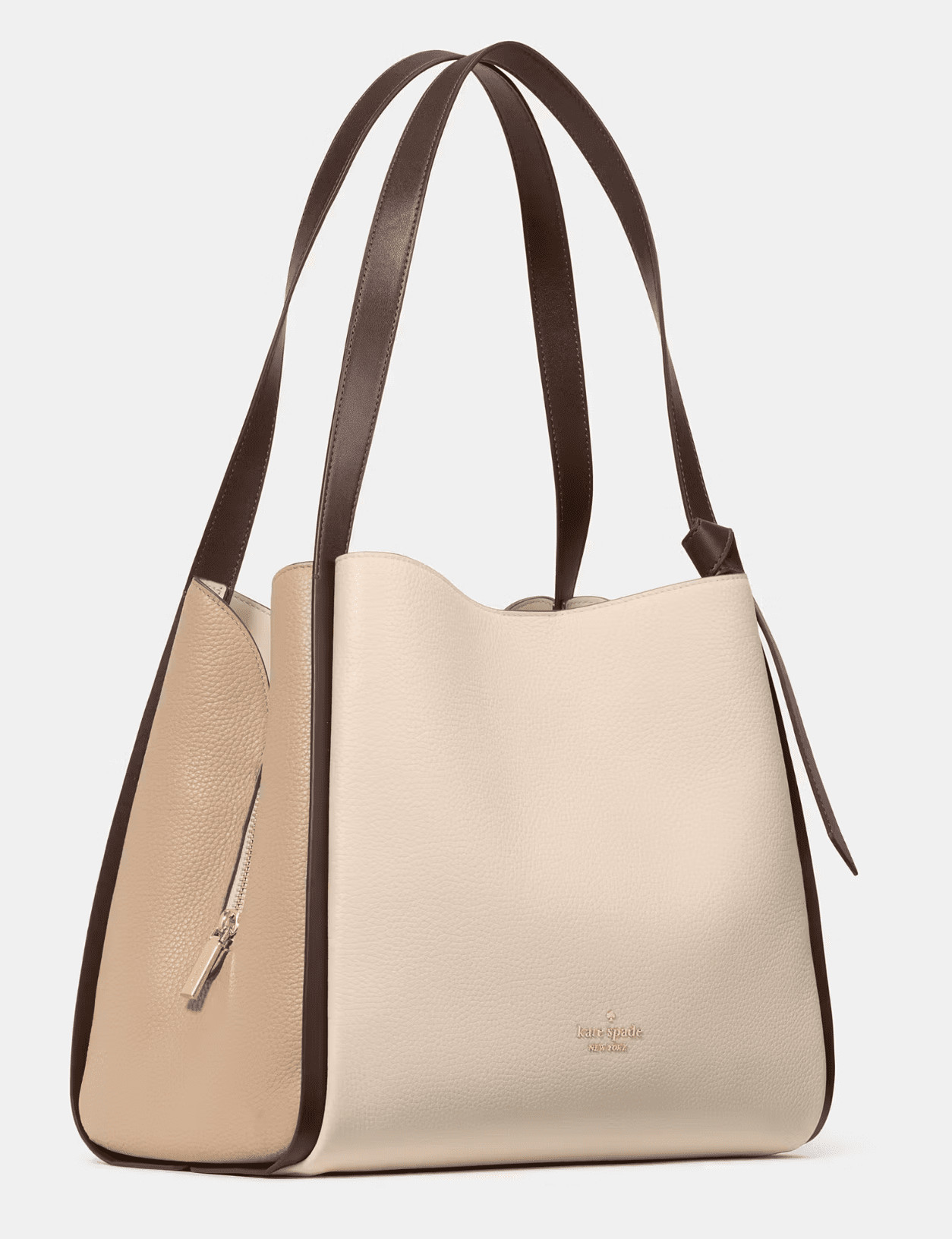 Kate Spade New York Knott Colorblock Large Carryall Tote Bag KM662 – Pebbled Leather Designer Handbag with Snap Closure & Center Zip Divider