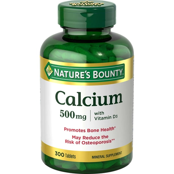 Nature's Bounty Calcium + Vitamin D Tablets, 500 Mg, 300 Ct