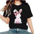 thumbnail image 1 of Camisetas de Cuello de Tripulación de Manga Corta para las Mujeres Cartas de Impresión de Pascua Camiseta de Manga Corta, Spandex de Poliéster, 1 of 5