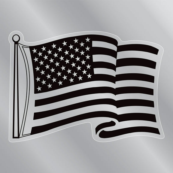 Black Waving American Flag Back Static Cling