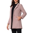 thumbnail image 4 of Abrigo de mujer INSPIRE CHIC de longitud media, con cuello alto, de un solo botón, abrigo de invierno, color gris y rosa, talla XS, 4 of 6