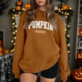 thumbnail image 2 of Arlun Pumpkin Season Sweatshirts Women's Fashion Letter Printed Halloween Sweatshirts Tops Plus Size Loose Crewneck Comfortable Pullovers Long Sleeve Fall Winter Outfits Brown M, 2 of 2