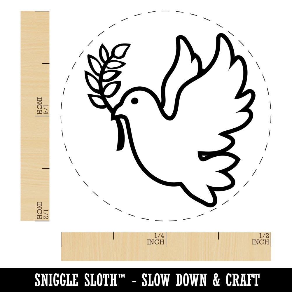 Peace Dove with Olive Branch Self-Inking Rubber Stamp Ink Stamper - Black Ink - Mini 1/2 Inch