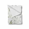 thumbnail image 2 of Animals Soft Flannel Fleece Blanket, Spring Theme Birds Settled on Branches Leafs and Sparrows Peacful Garden, Cozy Plush for Indoor and Outdoor Use, 50" x 70", White and Olive Green, by Ambesonne, 2 of 6