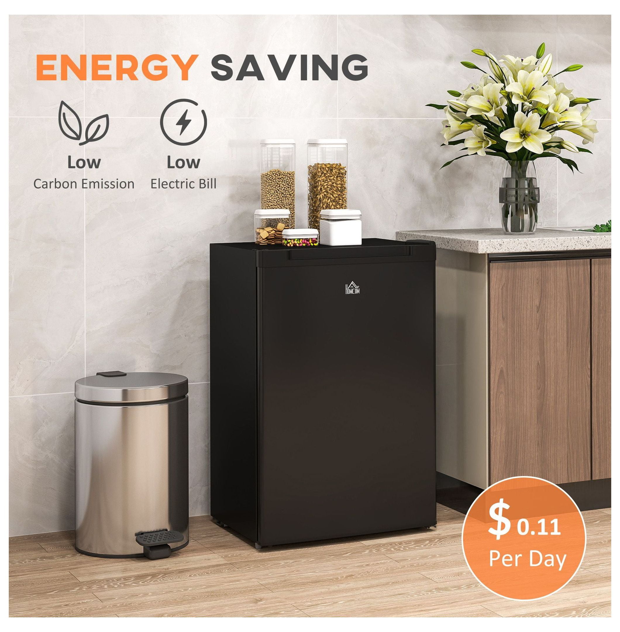 3 Cu Ft Upright Freezer - Black Mini Freezer with Adjustable Thermostat & Reversible Door for Apartment, Dorm, Office