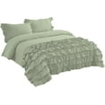 thumbnail image 4 of DNG Creations 3 Piece Vintage Ruffle Duvet Cover 100% Egyptian Cotton, 800 Threads Count - With Zipper & Corner Ties ( Oversized Queen - Solid Light Sage ), 4 of 7