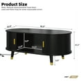 thumbnail image 2 of Oval Wooden Coffee Table with Charging Station, Mid-Century Center Table with Compartment, Cocktail Table with Sliding Tambour Door for Living Room, Black, 2 of 11