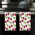 thumbnail image 2 of YladaFaie 2 Pcs Cherry Kitchen Towels Decorative Dish Towels Cherry Pattern Hand Tea Towels Absorbent Kitchen Cloths for Kitchen Bathroom Decor Housewarming Gifts 16 x 24 Inch, 2 of 7