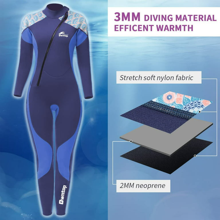 Owntop Women Wetsuit 3mm Neoprene Surfing Wet Suit Full Keep Warm Front Zip  Diving Suits Body Protection for Diving Surfing Snorkeling Kayaking