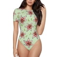 thumbnail image 2 of Goofa Lilies Flowers Printed Women Rash Guard Short Sleeve,Tummy control Swimsuit Surfing Swimsuit Bathing Suit One Piece Swimsuit UPF 50-X-Large, 2 of 9