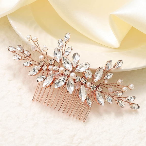 Wedding Hair Comb Pearl Side Combs Rhinestones Hair Jewelry Crystal Hair Pieces Decorative Bridal Hair Accessories for Women and Girls (SILVER)