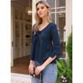 thumbnail image 4 of DARING DIVA Women's Tie Front 3/4 Sleeve Peplum Blouse XS Dark Blue, 4 of 6