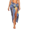 thumbnail image 2 of PWPSG Women’s Convertible Knot Beach Sarong Skirt, Coastalal Jungle Palm Print Smooth Sheer Material, Swim Cover Up for Coastal Getaways Blue Free Size, 2 of 6