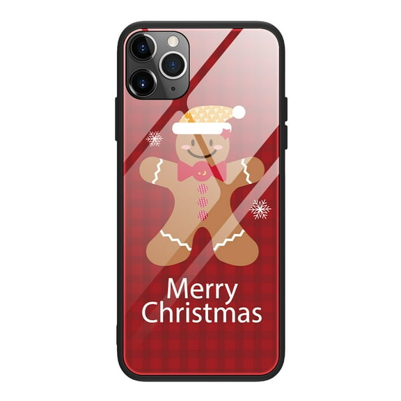 Case for (6.7 Inch) Apple iPhone 12 Pro Max Cell Phone - Cute Christmas Design Lightweight Case [Hard Tempered Glass Back] Protective Rugged Cover for Girls Boys Women, Bear Red