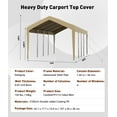 thumbnail image 2 of Carport Replacement Canopy Cover, Garage Tent Shelter Tarp, Heavy-Duty Waterproof & UV Protected, Easy Installation (Frame Not Included), 2 of 6