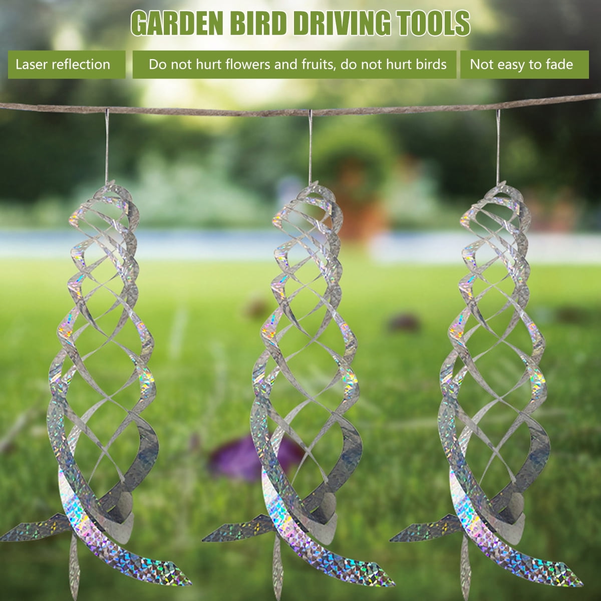 Buy Duety 4Pack Bird lent Reflector Scare Birds Away Silver Spiral