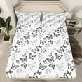 thumbnail image 2 of Manfei Teens Romantic Butterfly Bed Sheets, Black White King Sheets, Fashion Flower Floral Sheet Set, Ultra Soft Home Decor, 4 Pieces, 2 of 7