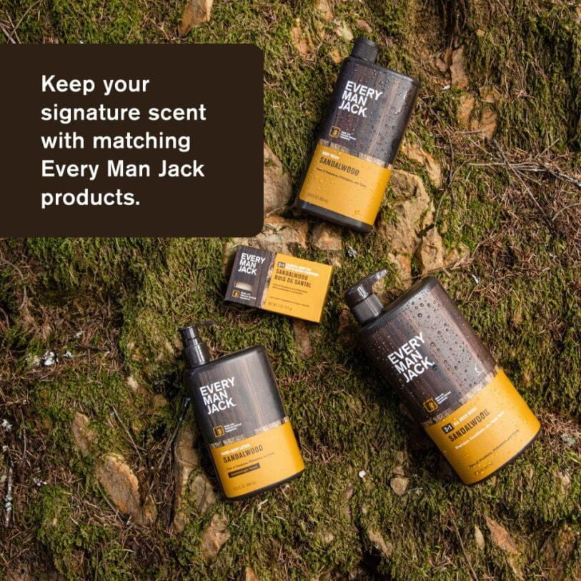 Gel douche pour homme Every Man Jack - Bois de santal 500ML | Gel douche pour homme qui hydrate la peau sensible; dérivé naturellement et sans cruauté envers les animaux Gel douche pour homme