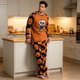 thumbnail image 3 of DORKASM Men's Halloween Pajamas Sets 2 Piece Long Sleeve Loungewear | Breathable Pj Shirts & Soft Cozy Halloween Pajama Pants with PocketsPumpkin Graphic Sleepwear Saffron 3XL, 3 of 5
