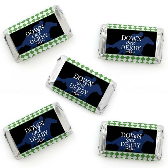 Big Dot of Happiness Kentucky Horse Derby - Mini Candy Bar Wrapper Stickers - Horse Race Party Small Favors - 40 Count