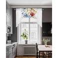 thumbnail image 3 of Red Flower Swag Valances for Windows, Small Curtains Drapes, 4th of July Patriotic Blue Poppy Floral Daisy Kitchen Window Curtains Over Sink Window Treatment Valance for Bedroom/Bathroom 56"x36", 3 of 5