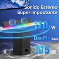 thumbnail image 2 of Barra de Sonido de 110 W para TV, 2.1 Canales con Subwoofer, Conexión HDMI/Bluetooth 5.3/Auxiliar/Óptica, Altavoces con Cable e Inalámbricos con Retroiluminación Colorida, BT109, 2 of 9