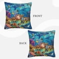 thumbnail image 3 of Bingfone Sea World Linen Throw Pillow Covers Cushion Case Pocket Button Vintage Farmhouse Pillowcase for Sofa Couch Bed 16"x16", 3 of 9