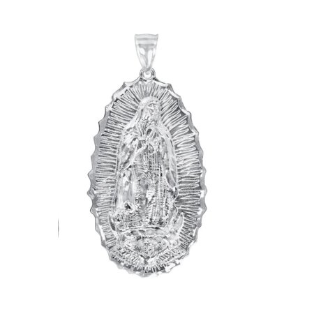 925 Sterling Silver Our Lady of Guadalupe Virgin Mary Medallion Pendant Necklace Unisex All Ages