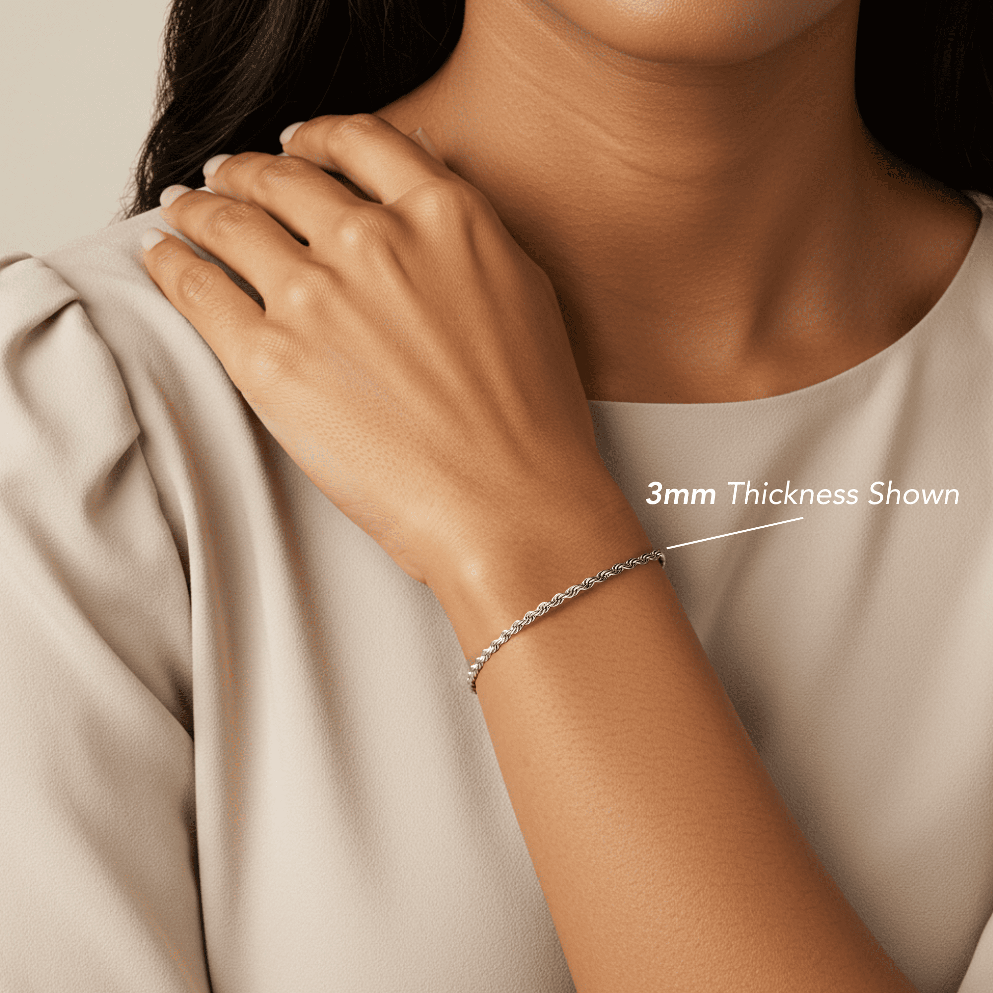 Tilo Jewelry Solid 925 Sterling Silver Rope Chain Bracelet with Secure Lobster Lock | 5mm - 8 Inch | Everyday Bracelet for Men, Women, Unisex