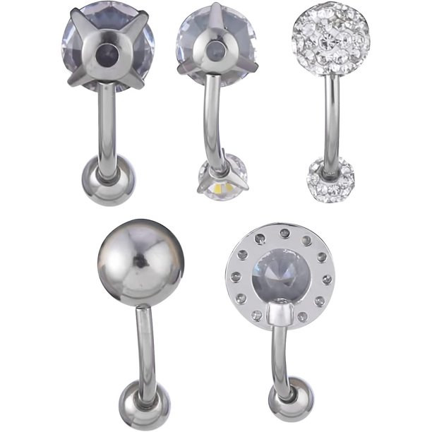 Juego de anillos para el ombligo, juego de anillos para el ombligo con perforación del cuerpo de cristal para mujeres y niñas