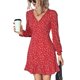 thumbnail image 1 of Vestido De Otoño, Vestido Con Dobladillo Con Volantes De Cintura Alta Y Cuello En V Para Ir De Compras, 1 of 7