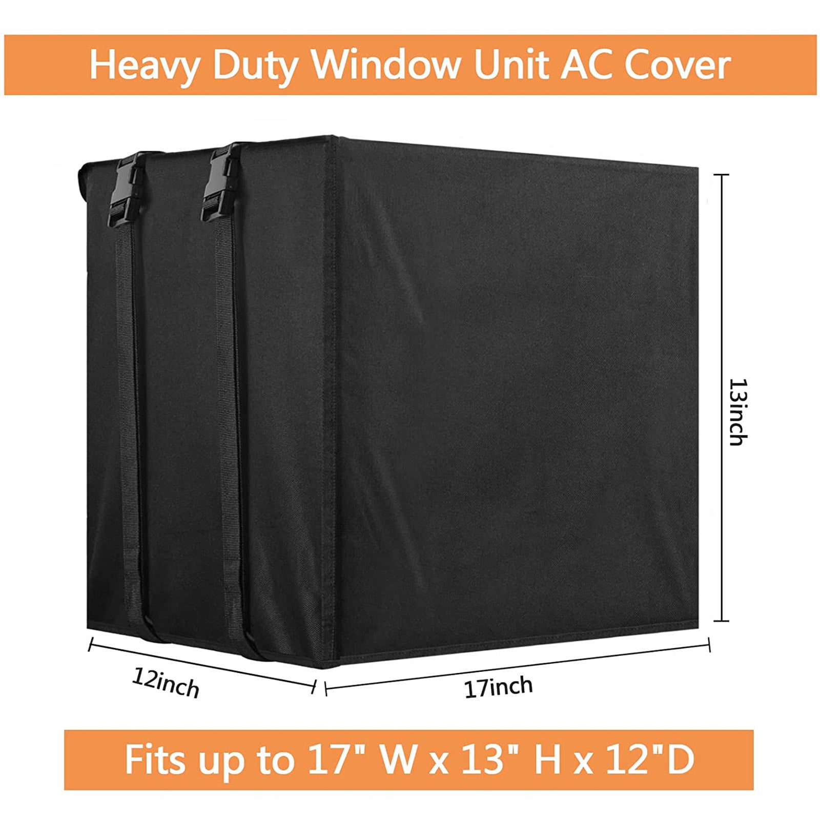 Window Air Conditioner Cover with Water Resistant and Windproof Design Black 17W x 13H x 12D Inches Sunolga Air Conditioner Covers for Window Units