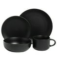 thumbnail image 2 of 10 Strawberry Street Wazee Matte 16 Pieces Coupe Dinnerware Set, Black, 2 of 8