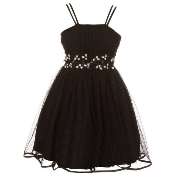 Little Girls Dress Set 2 PCS Jacket Rhinestones Glitter Flower Girl Dress Clothing Set Black 4 (J21KS44)