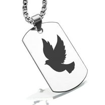 Stainless Steel Religious Dove Dog Tag Pendant Necklace