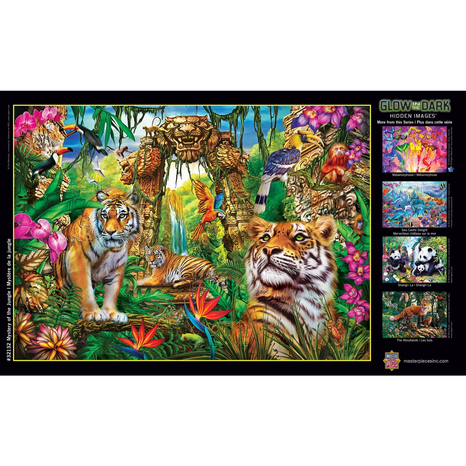MasterPieces - 500 Piece Jigsaw Puzzle, Glows in the Dark, Hidden Images, A Watchful Eye, Fun for Adults, Family, Kids, 15" x 21"