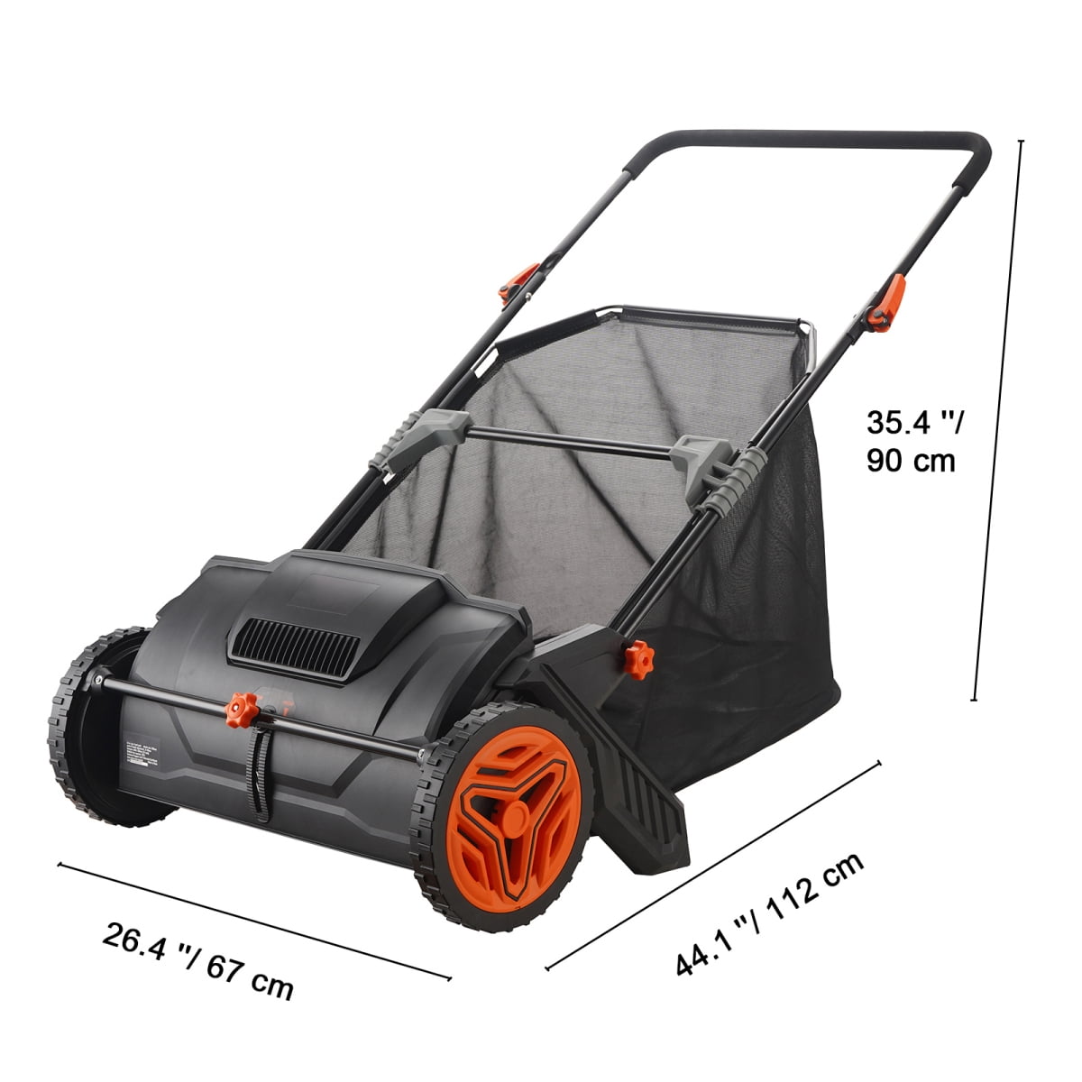21 Inch Hand Push Yard Debris Cleaner Dual Rotary Brushes Large Capacity Lawn Sweeper